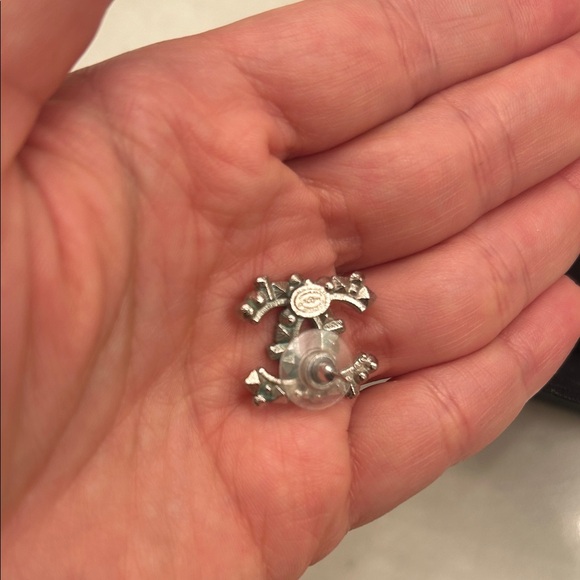 CHANEL Black and Silver Crystal Earrings - Picture 5 of 9